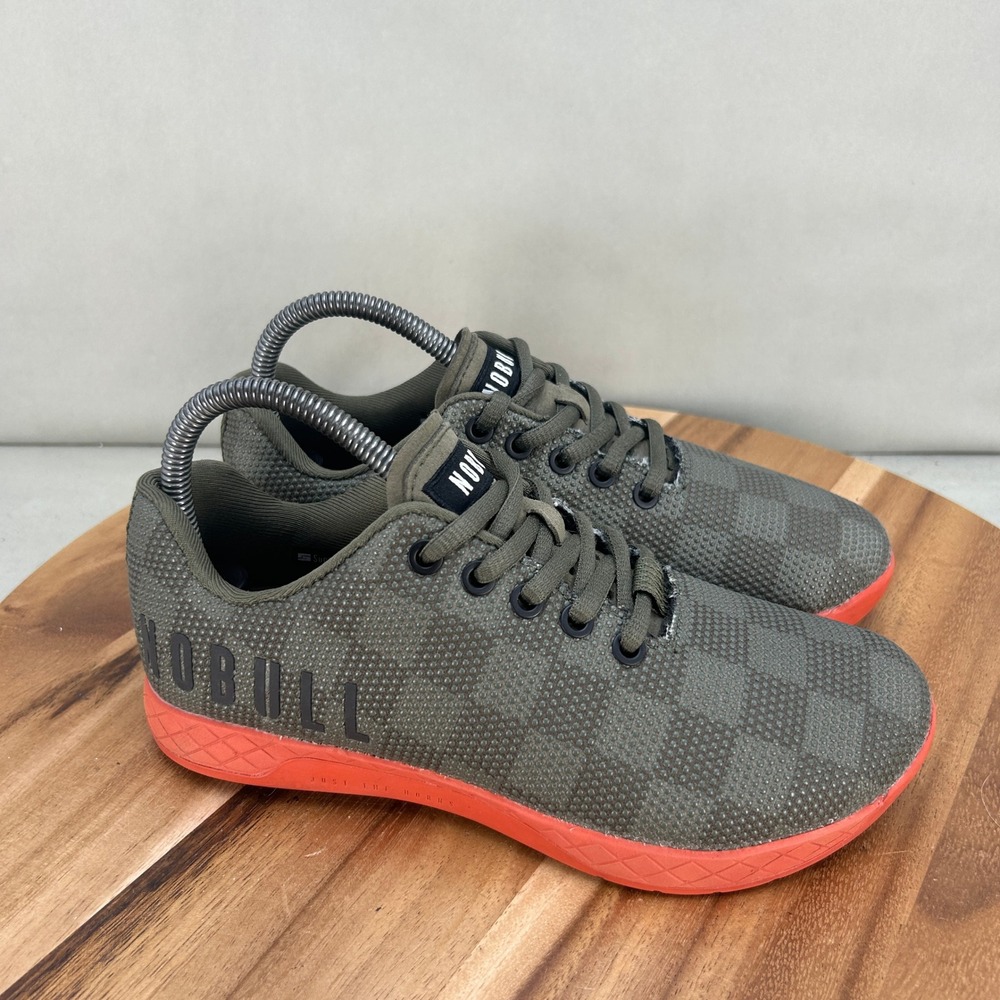 NOBULL SuperFabric Training Shoes Womens 7.5 Green Chess Checkered Trainer